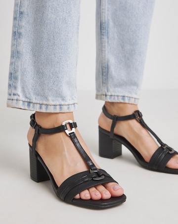 Oprah Low Block Heel T Bar Sandals - Extra Wide Fit (EEE)