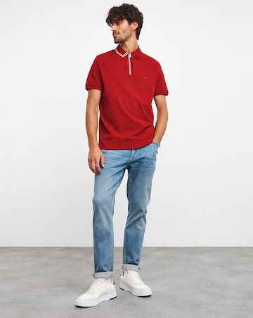 Tommy Hilfiger Dark Red Zip Neck Polo