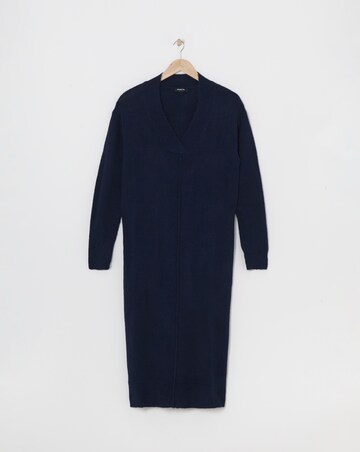 Navy V Neck Knitted Midaxi dress