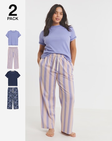 Simply Be (2 Pack) Ribbed T Shirt Pyjama Sets