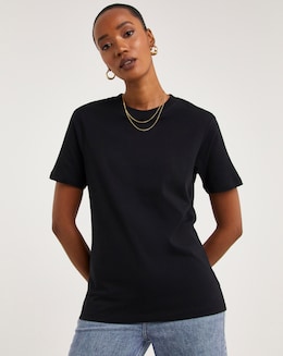 Pure Cotton Black Crew Neck Short Sleeve T-shirt