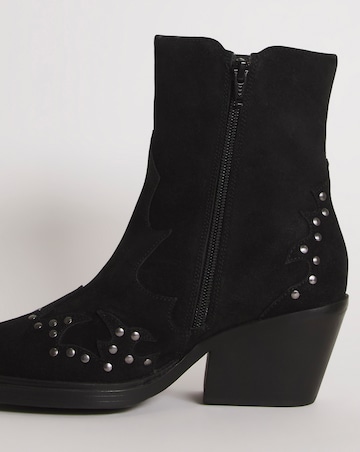 Zia Suede Studded Western Cowboy Ankle Boots - Extra Wide Fit (EEE)