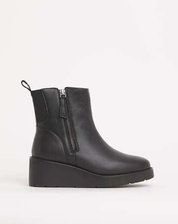 Rene Zip Detail Wedge Ankle Boots Extra Wide EEE Fit