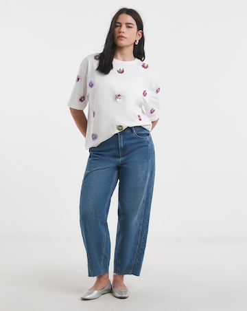 Simply Be White Embellished Flower T-Shirt