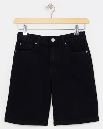 Washed Black Bermuda Denim Shorts