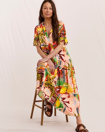 Julipa Angel Sleeve Printed Midi Dress