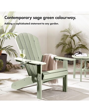 VonHaus Westport Green Adirondack Wooden Garden Lounge Chair