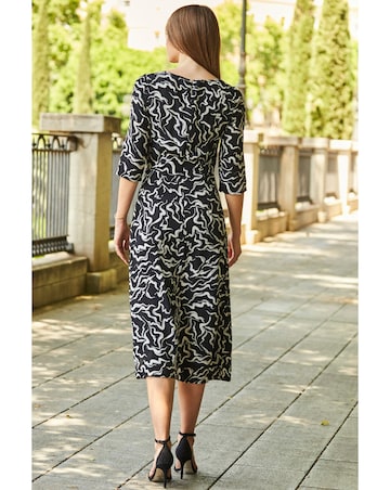 Sosandar Abstract Print Midi Dress with Keyhole Detail | Ambrose Wilson