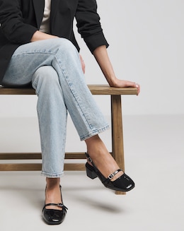 Heavenly Soles Analise Block Heel Slingback Mary Jane - Extra Wide Fit (EEE)