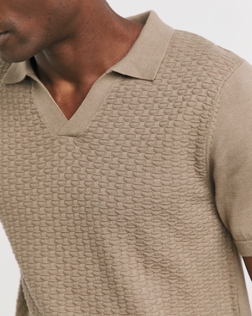 Stone Short Sleeve Textured Revere Knit Polo
