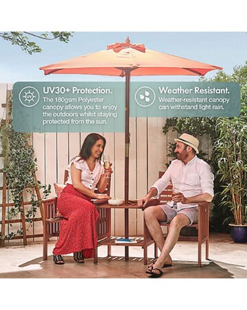 VonHaus Burnt Orange 2.7m Steel Garden Parasol with 12kg Base