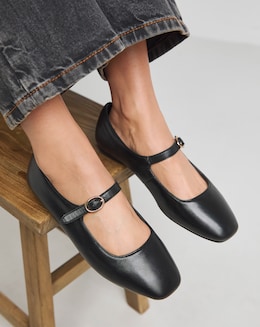 Virginia Mary Jane Flat Shoes - Wide Fit (E)