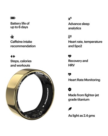 Ultrahuman Ring AIR Bluetooth Smart Ring - Air Gold - Size 6