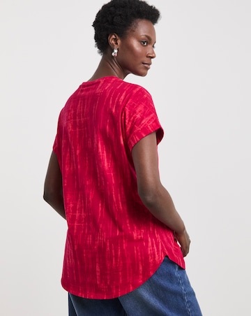 Pure Cotton Longline Short Sleeve Curved Hem Top