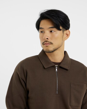 Relaxed 1/4 Zip Po Neck Sweatshirt
