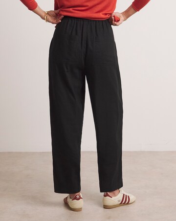 Anthology Linen Mix Black Barrel Leg Trousers