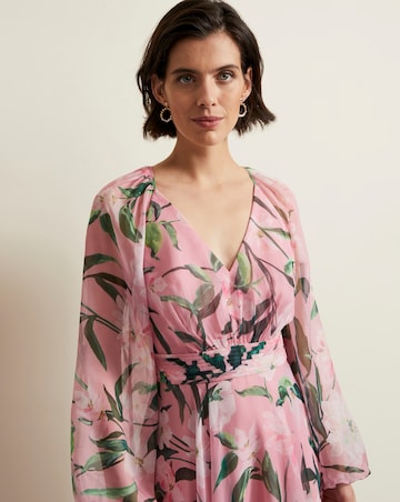 Phase Eight Lina Printed Long Sleeve Midi Dress