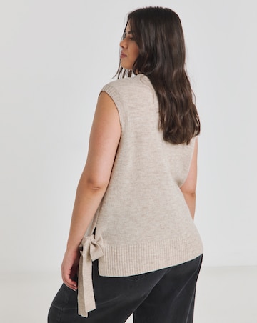 Simply Be Oatmeal Tie Side Knitted Vest