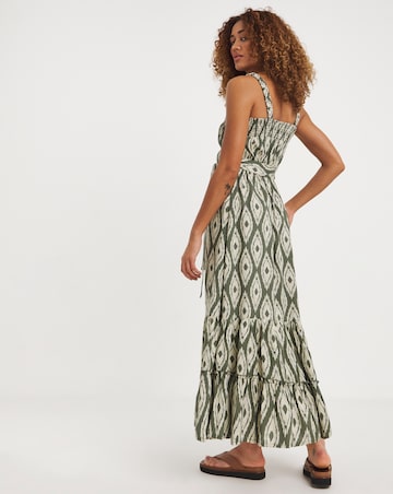 Printed Tie Waist Apron Dress