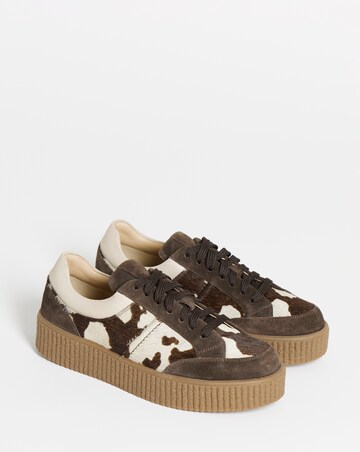 Beth Leather Chunky Lace Up Trainer - Wide Fit (E)