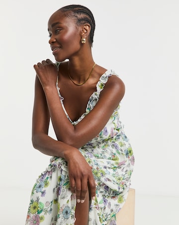 Simply Be White Floral Tiered Maxi Cami Dress