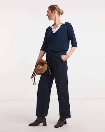 Contrast Collar V Neck Jumper