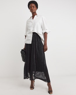Knitted Glitter Shadow Stripe Maxi Skirt