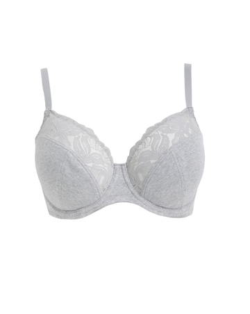 Pretty Secrets 3 Pack Harper Lace Ribbed Full Cup Bras B-G Navy/White/Grey