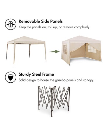 VonHaus Ivory Pop-Up Garden Gazebo 3m x 3m - Waterproof Canopy Shelter