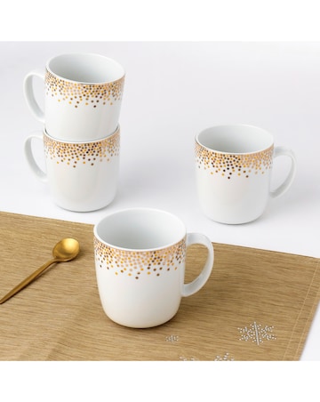 Waterside Set of 4 Gold Sparkle Mugs
