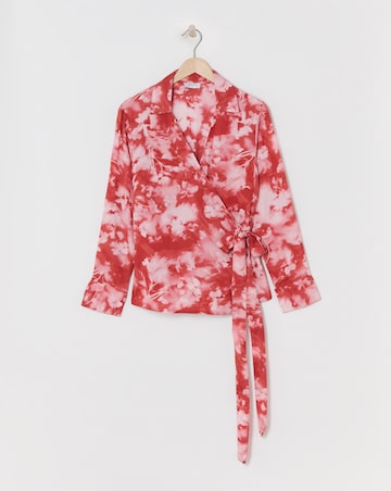 Printed Wrap Tie Cotton Shirt