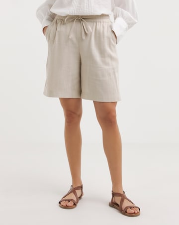 Sand Linen Mix Knee Length Shorts