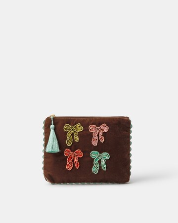 Accessorize Embellished Bow Velvet Pouch