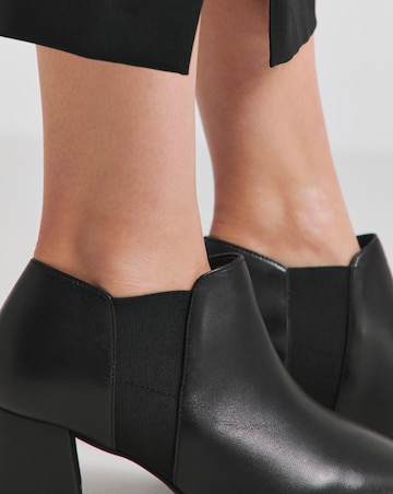 Heavenly Soles Colette Leather Mid Block Heel Shoe Boots - Wide Fit (E)