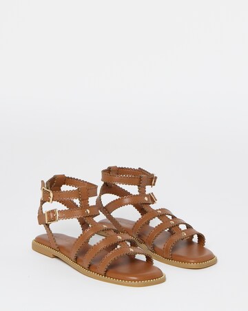 Zaire Scallop Edge Gladiator Flat Sandals - Wide Fit (E)