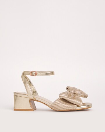 Isla Plisse Bow Low Heel Occasion Sandals Wide E Fit