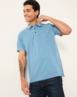 FatFace Short Sleeve Pique Polo (Regular &amp; Tall) - Blue