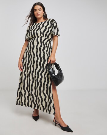 Lovedrobe Gold Foil Smock Maxi Dress