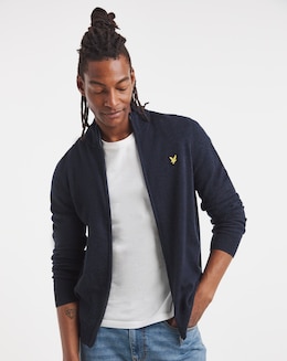 Lyle &amp; Scott Lambswool Blend Zip Through Cardigan - Navy Marl