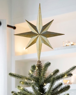 Gisela Graham Antiqued Gold Acrylic 8-Point Tree Top Star