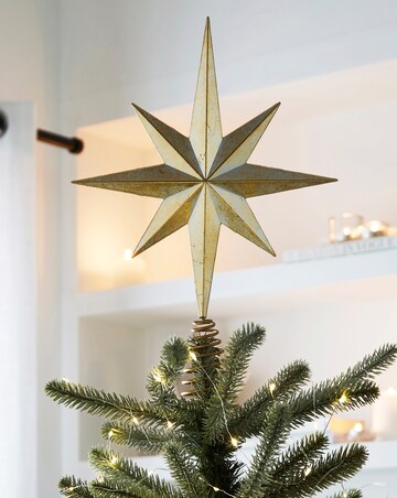 Gisela Graham Antiqued Gold Acrylic 8-Point Tree Top Star