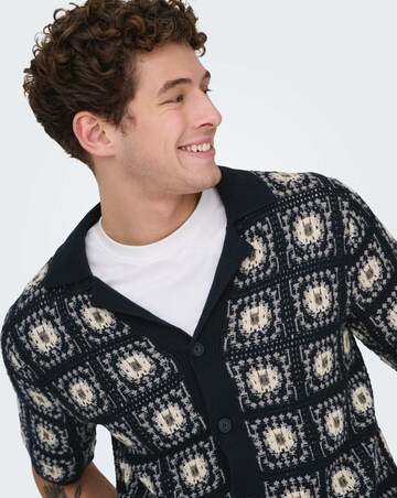 Only & Sons Bart Crochet Shirt - Navy