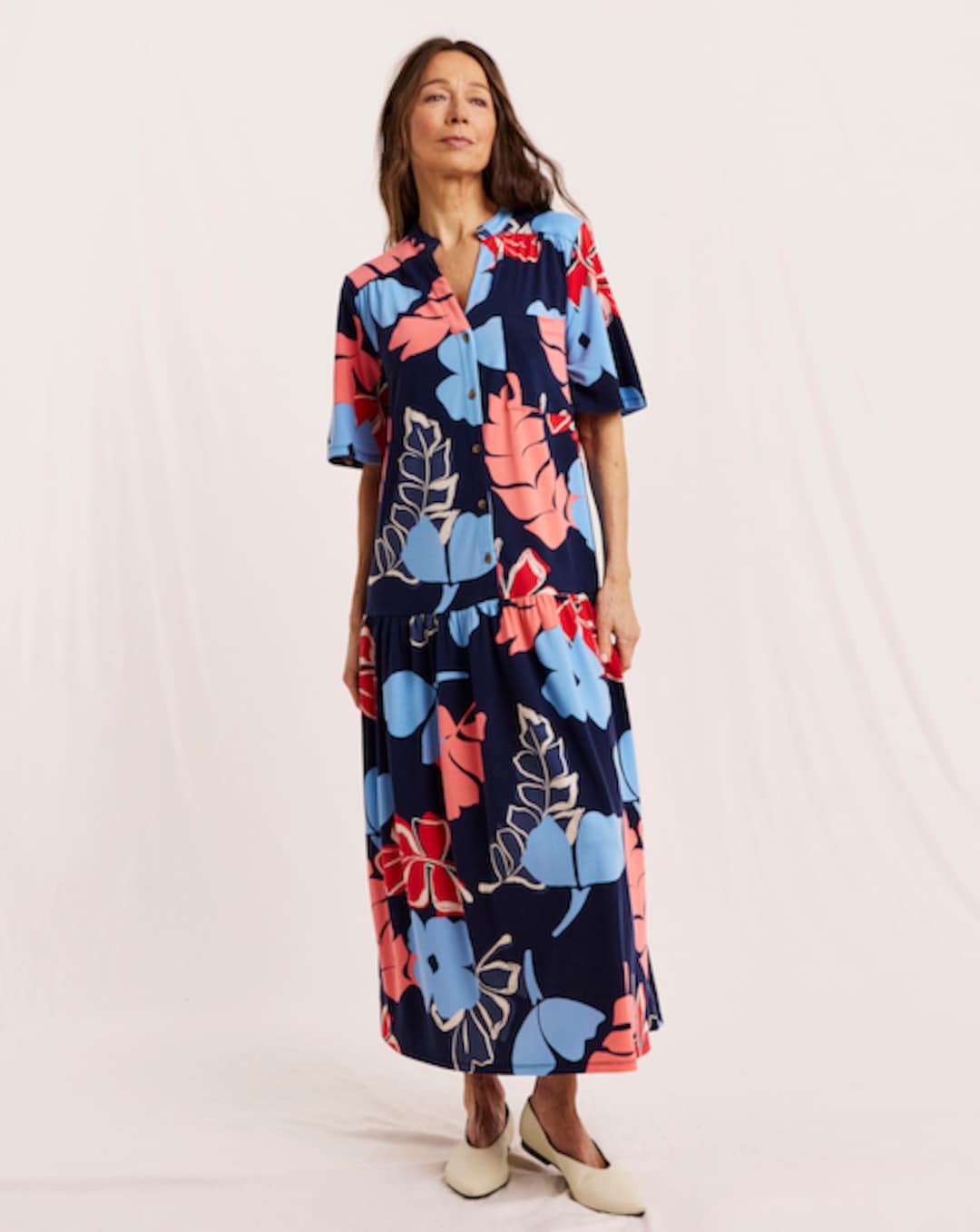 knee length dresses for ladies Ruched Jersey Midi Dress for Tall Women in Dark Sand 2XL / Tall / Dark Sand main image 1