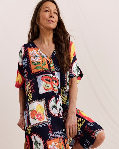 Julipa Petite Button Through Crinkle Shift Dress