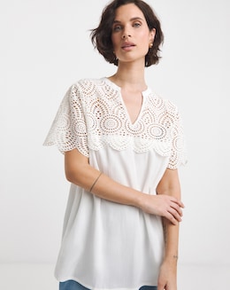 Crinkle Crochet Trim Top