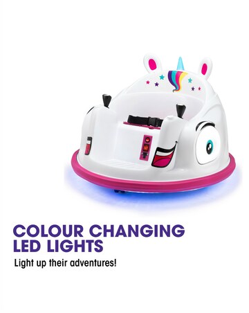 Xootz Kids Electric Unicorn Bumper Car Ride-On - White