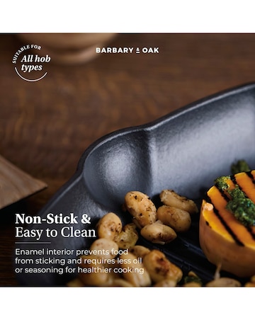 Barbary & Oak Nattura 26cm Cast Iron Grill Pan Teal