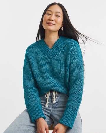 Teal V Neck Jumper