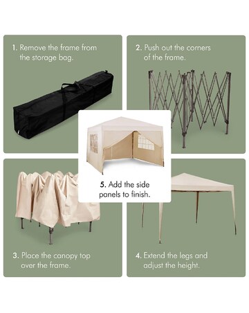 VonHaus Ivory Pop-Up Garden Gazebo 3m x 3m - Waterproof Canopy Shelter
