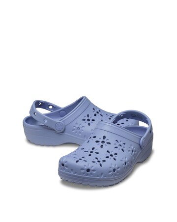 Crocs Blue Haze Classic Floral Cut Out Clog - Standard Fit